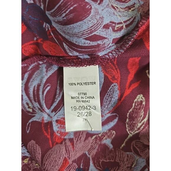 Chelsea Studio~Plus Size(26/28)2X~ Red/Brown Floral Button-Up Bloyse 3/4 Sleeve - Picture 13 of 14